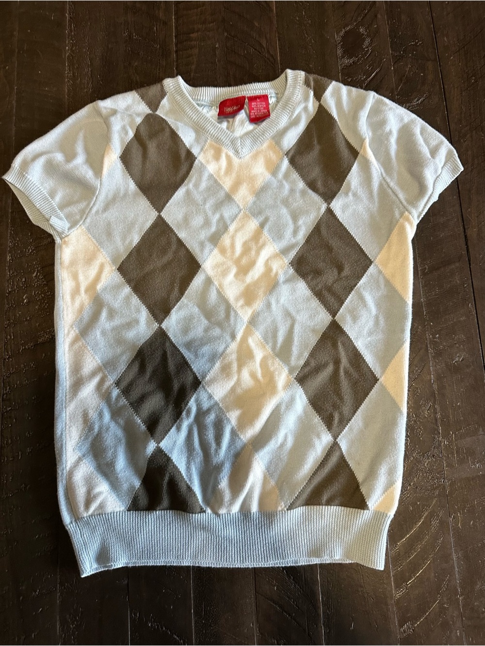 Vintage Mossimo Y2K Preppy Argyle Short-Sleeve Knit Sweater Tee